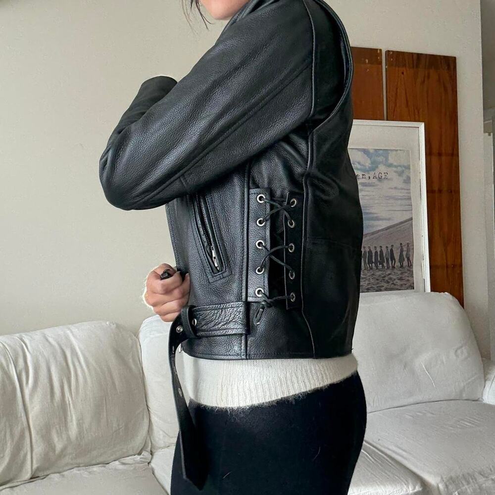 Black leather jacket with silver - Picture 5 of 6